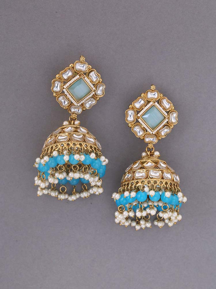 Turquoise Sadhika Ethnic Jhumkis