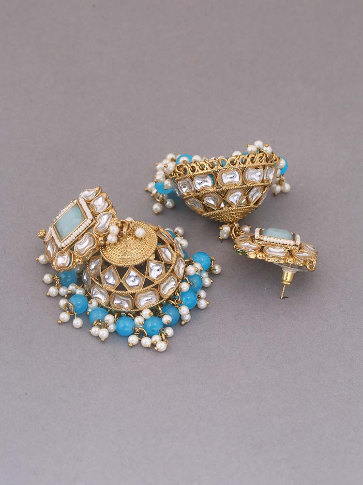 Turquoise Sadhika Ethnic Jhumkis
