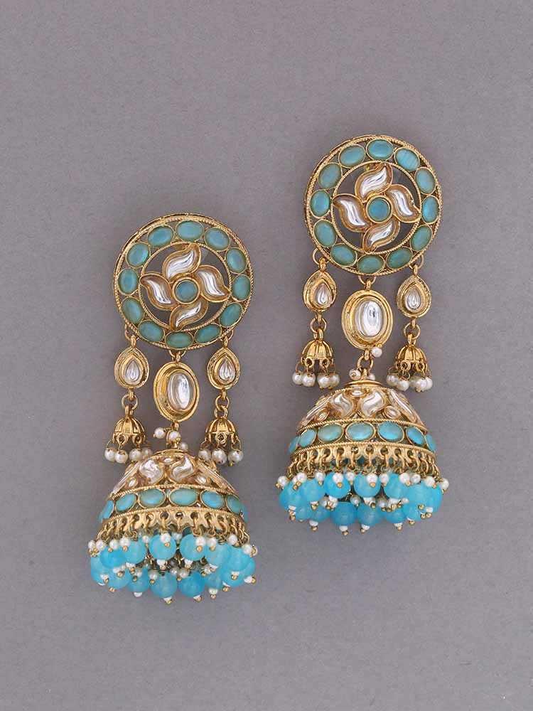 Turquoise Shivani Ethnic Jhumkis