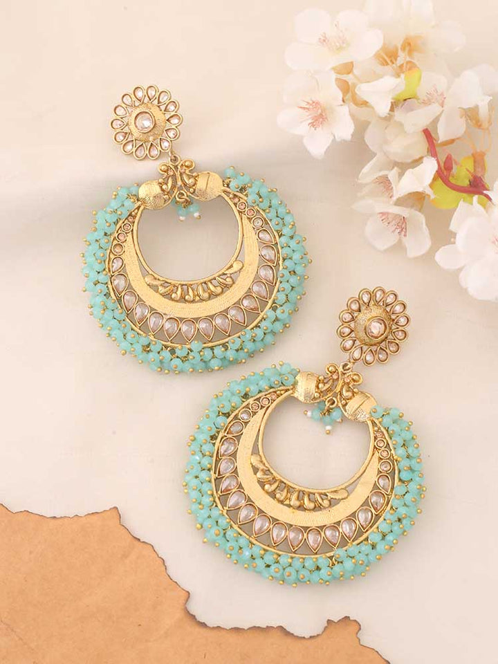 Turquoise Swarna Chandbalis