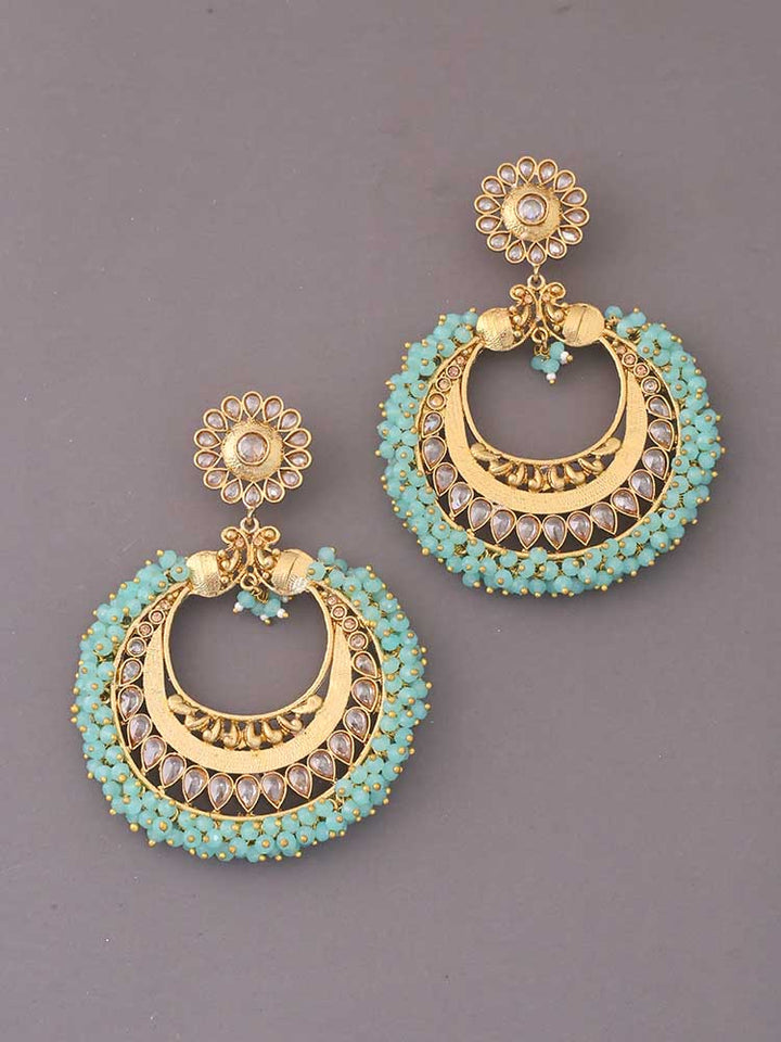 Turquoise Swarna Chandbalis