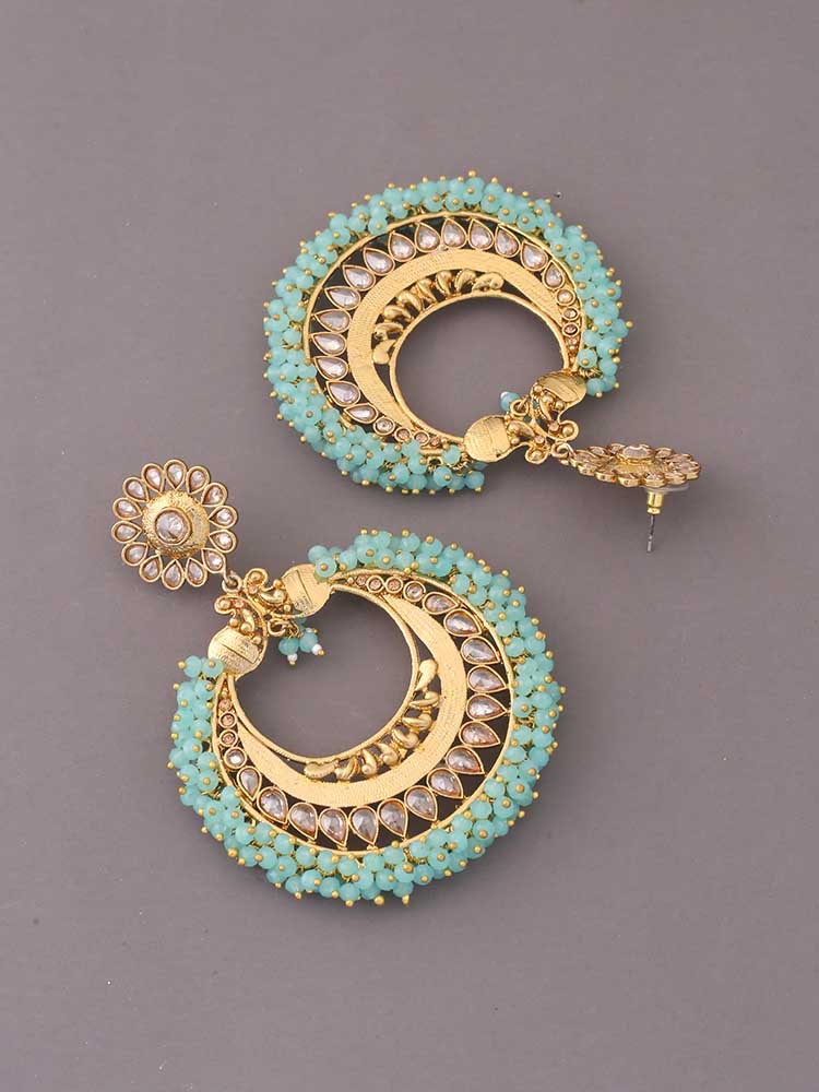 Turquoise Swarna Chandbalis