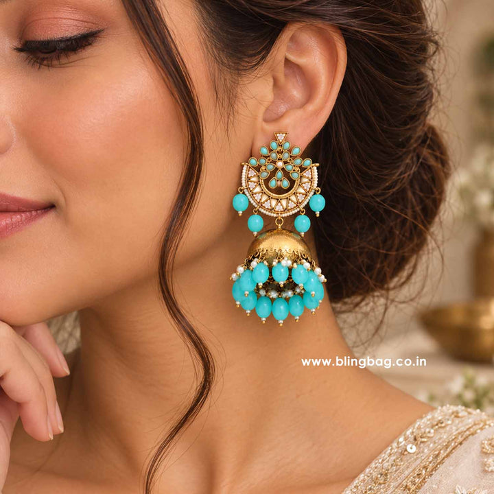Turquoise Tez Jhumkis - EOSS