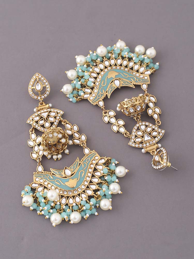 Turquoise Trikani Chandbalis