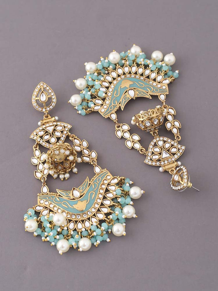 Turquoise Trikani Chandbalis