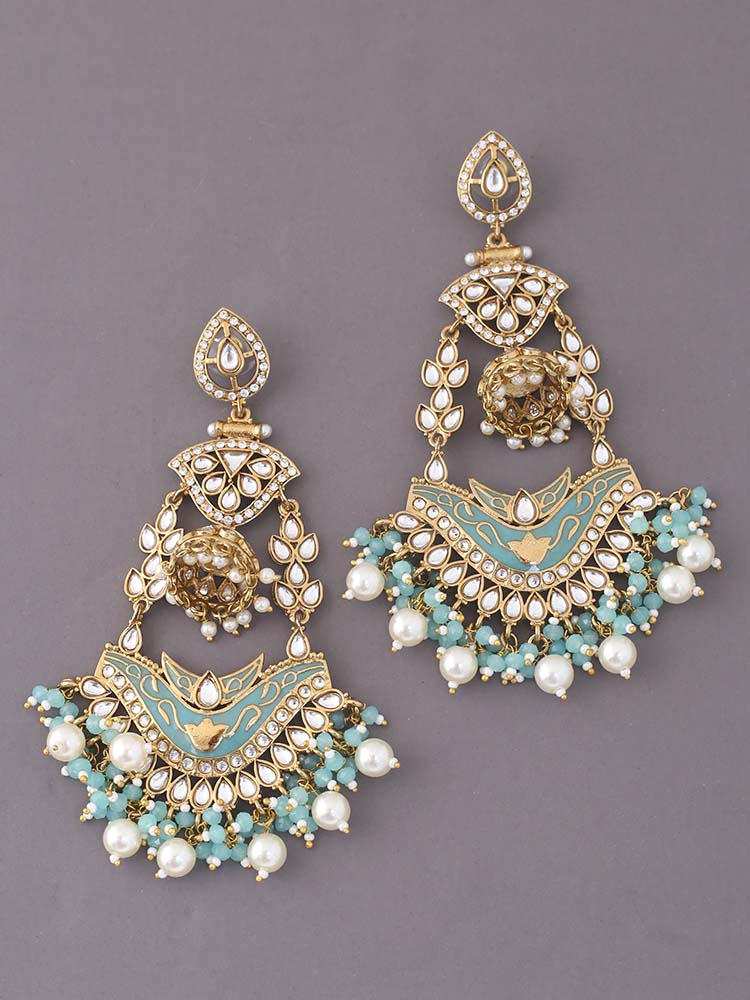 Turquoise Trikani Chandbalis