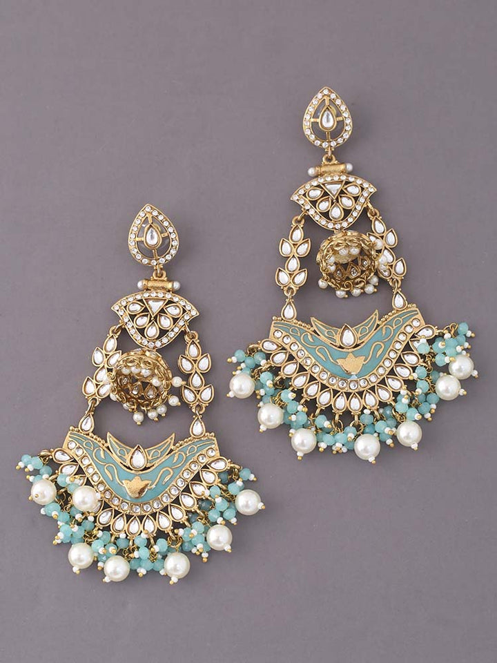 Turquoise Trikani Chandbalis