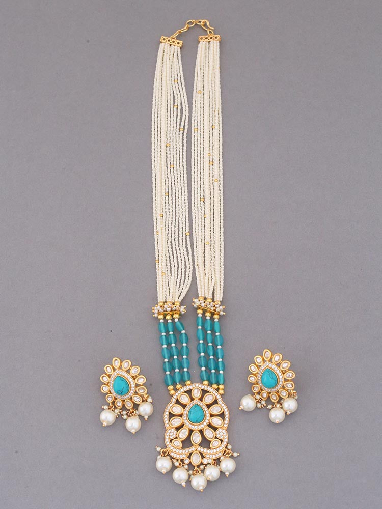 Turquoise Vaani Kundan Jewellery Set