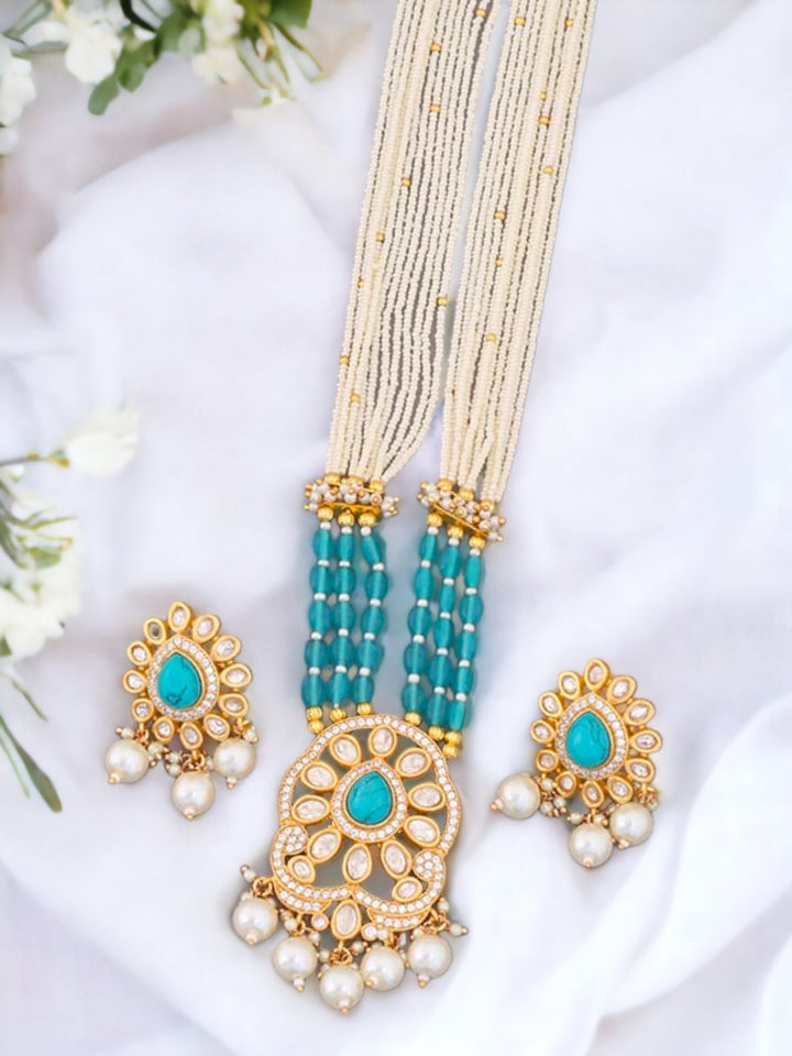 Turquoise Vaani Kundan Jewellery Set