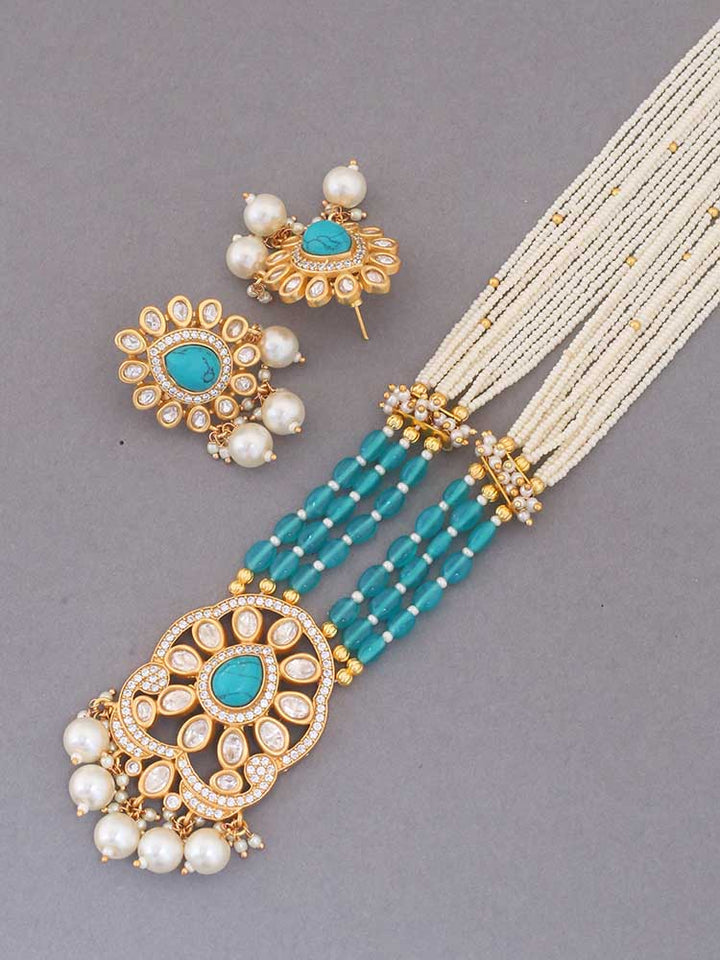 Turquoise Vaani Kundan Jewellery Set