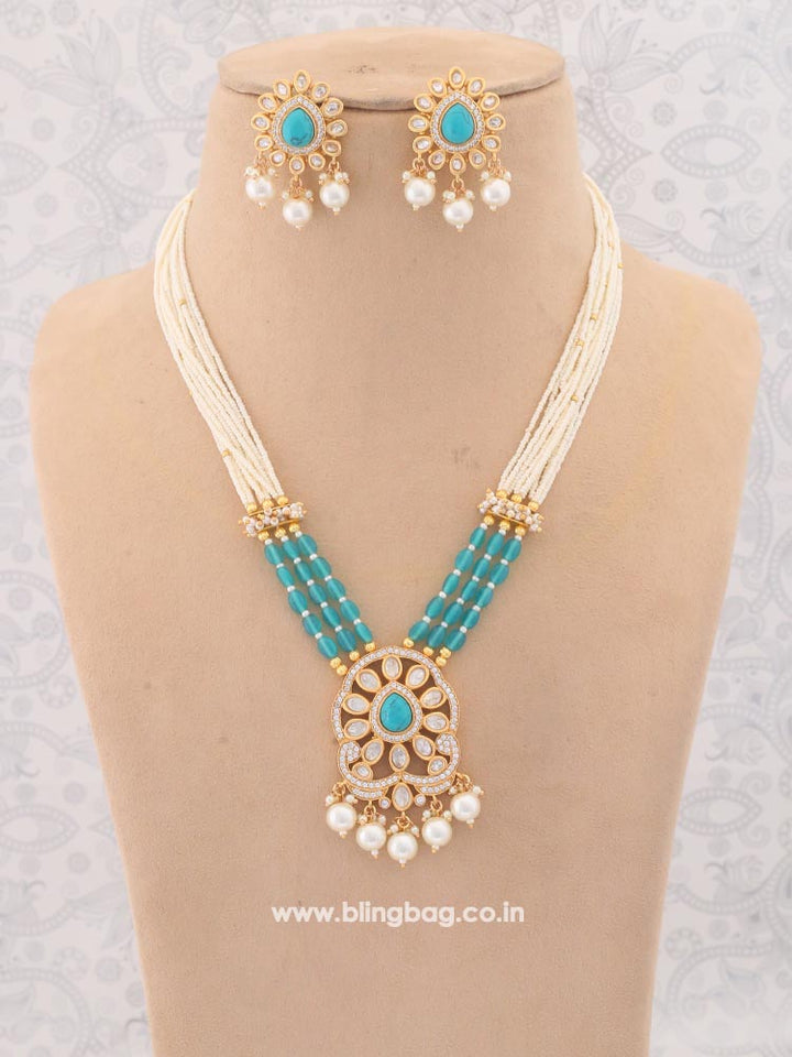Turquoise Vaani Kundan Jewellery Set