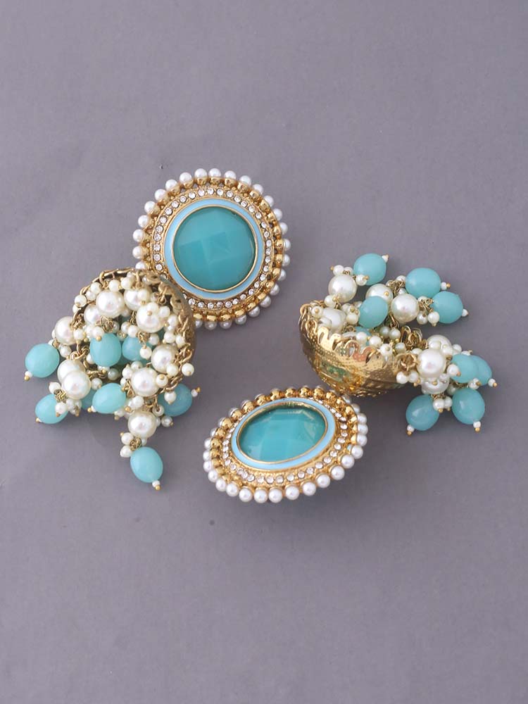 Turquoise Vasu Jhumkis
