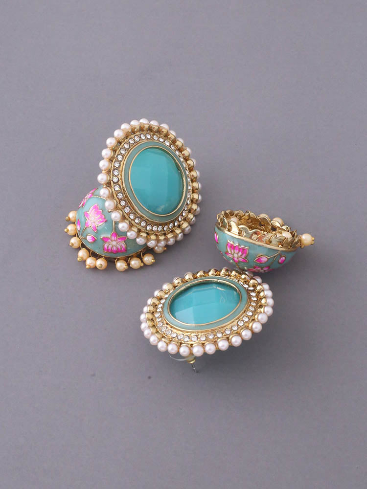 Turquoise Virat Jhumkis