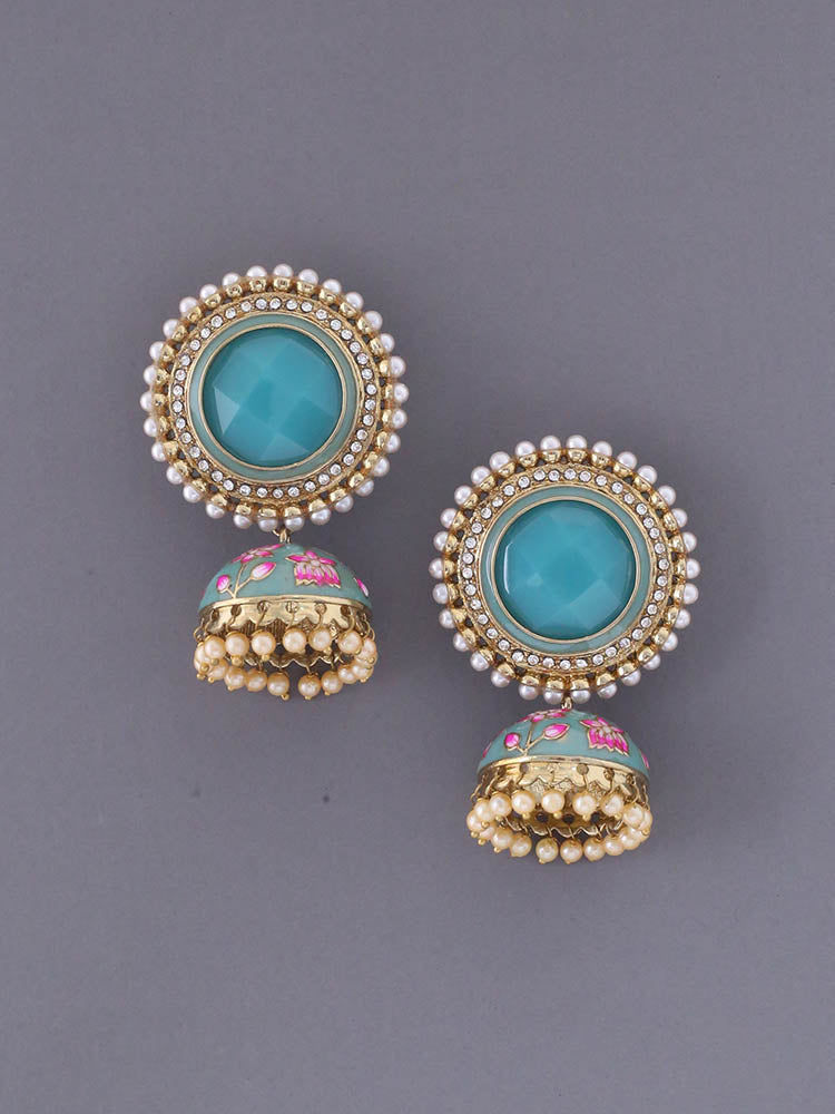 Turquoise Virat Jhumkis