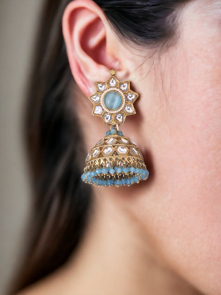Turquoise Visha Ethnic Jhumkis