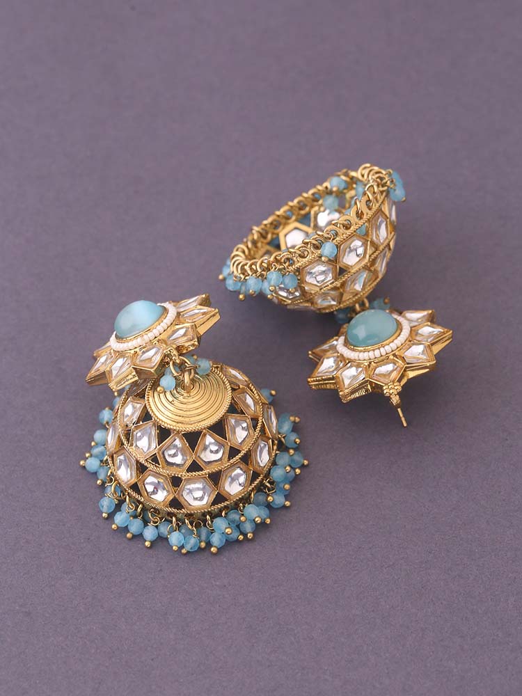 Turquoise Visha Ethnic Jhumkis