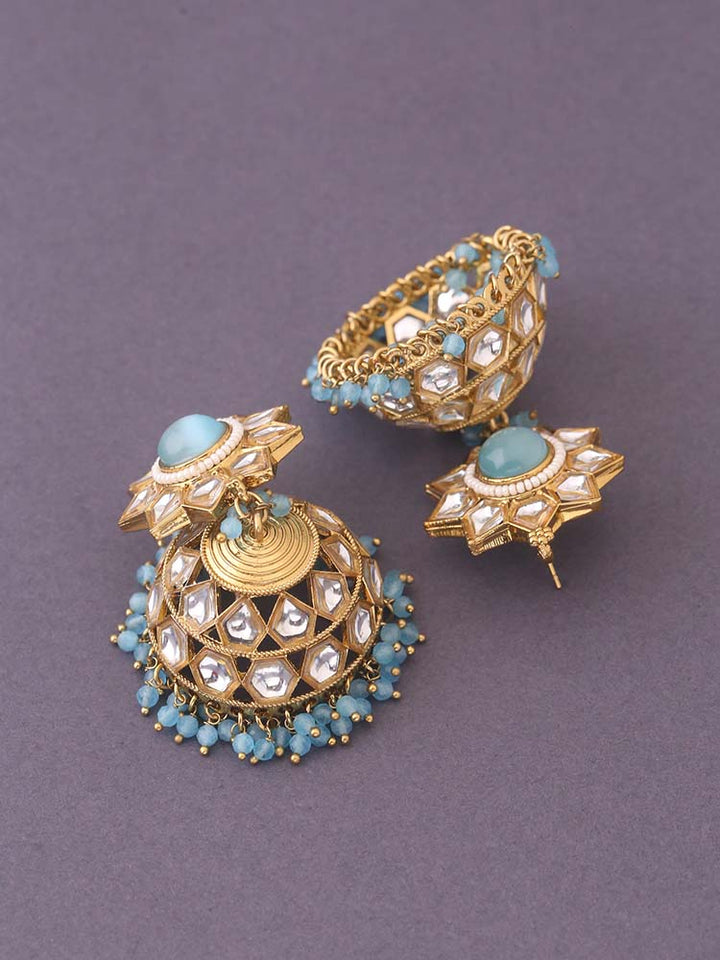 Turquoise Visha Ethnic Jhumkis