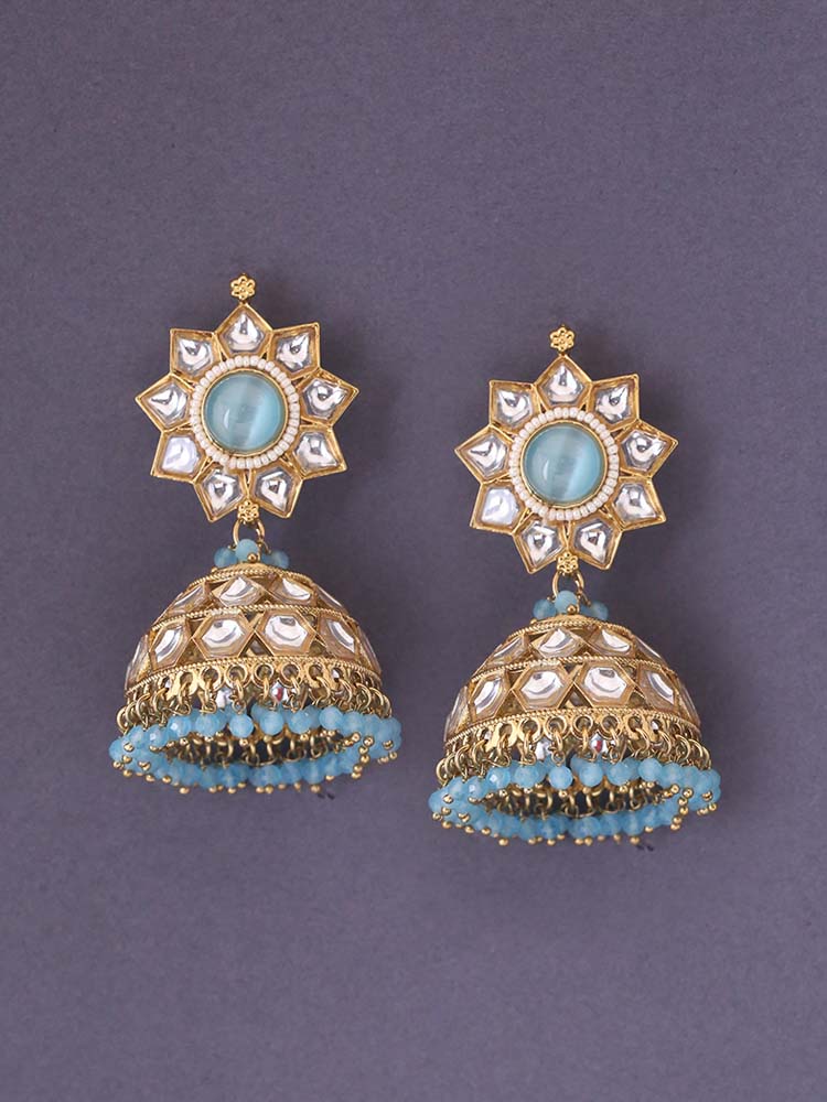 Turquoise Visha Ethnic Jhumkis