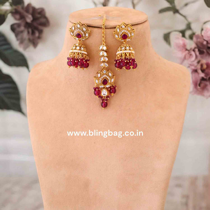 Wine Aashi Kundan Jewellery Set
