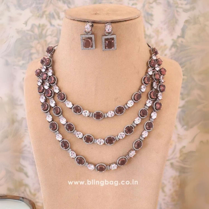 Wine Adriene Zirconia Jewellery Set
