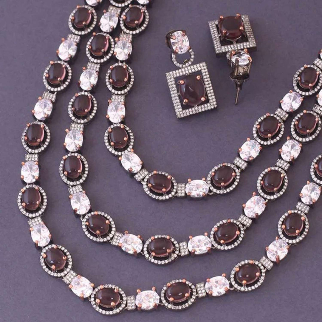 Wine Adriene Zirconia Jewellery Set