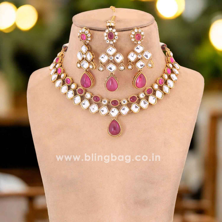 Wine Kharuya Kundan Jewellery Set