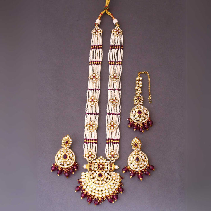 Wine Mansi Kundan Jewellery Set