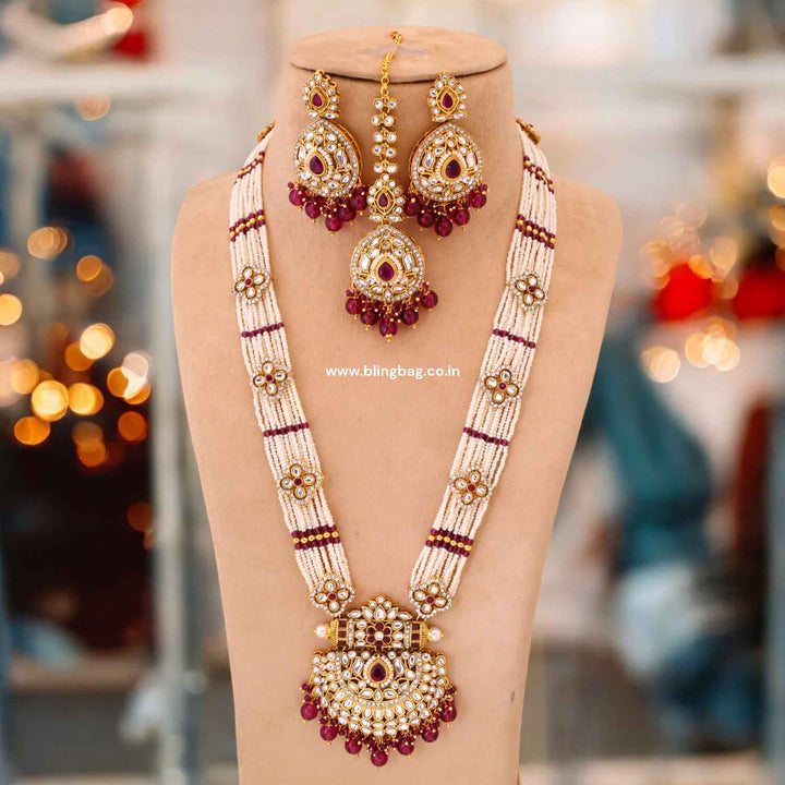 Wine Mansi Kundan Jewellery Set