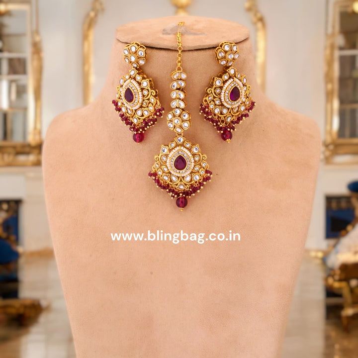 Wine Nemisha Kundan Jewellery Set