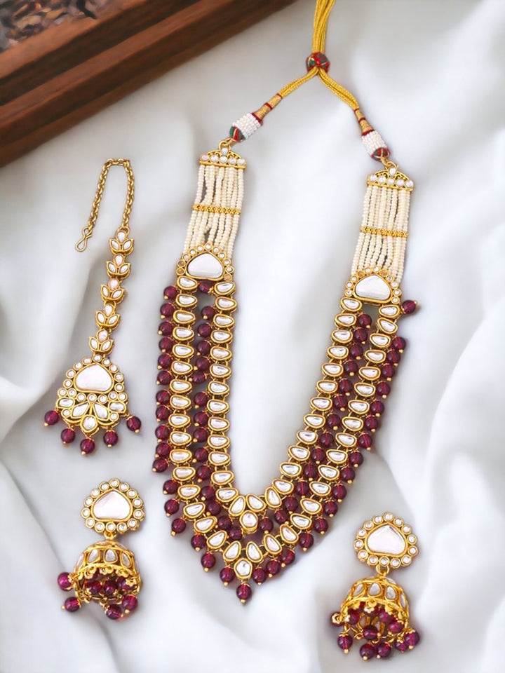 Wine Parini Kundan Jewellery Set