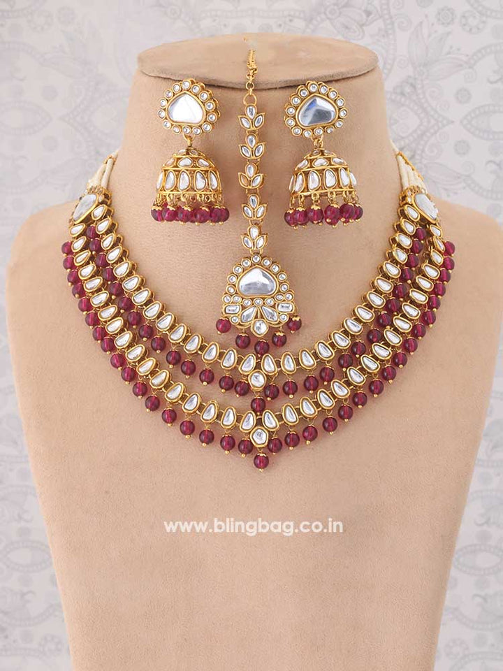Wine Parini Kundan Jewellery Set