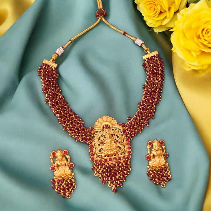 Wine Rupal Temple Jewellery Set- New Arrival