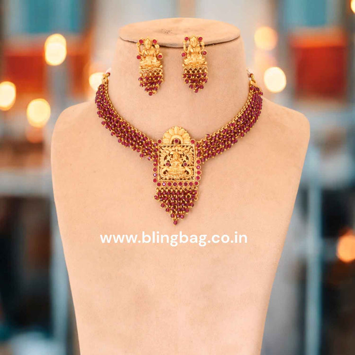 Wine Rupal Temple Jewellery Set- New Arrival