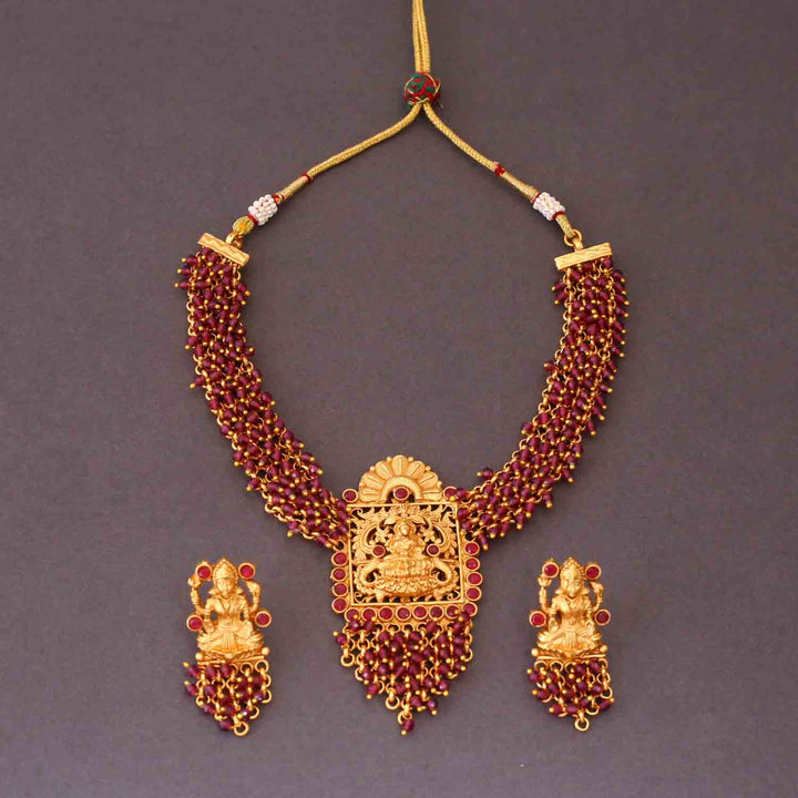Wine Rupal Temple Jewellery Set- New Arrival