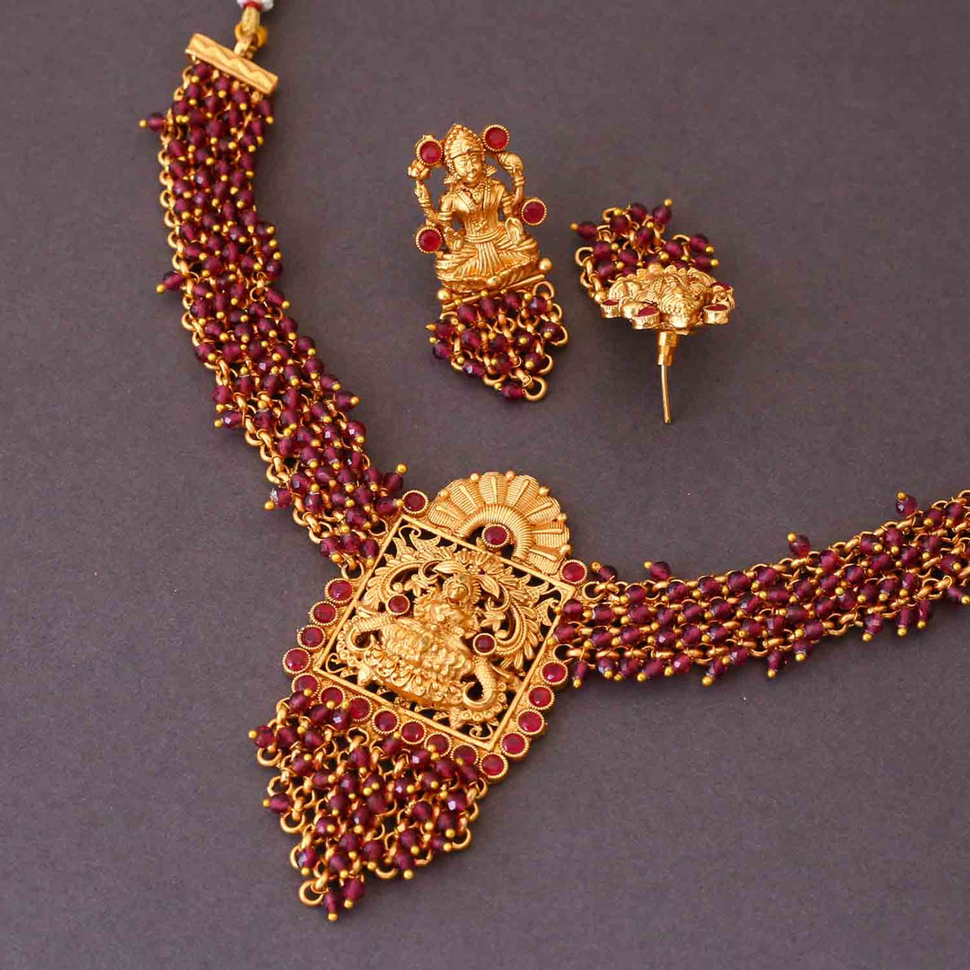 Wine Rupal Temple Jewellery Set- New Arrival
