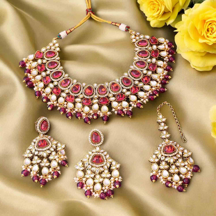 Wine Shushmita Kundan Jewellery Set