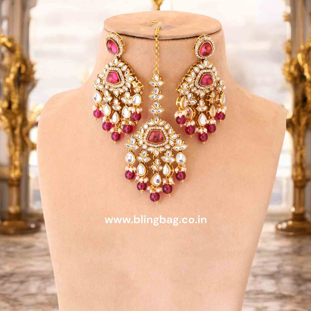 Wine Shushmita Kundan Jewellery Set