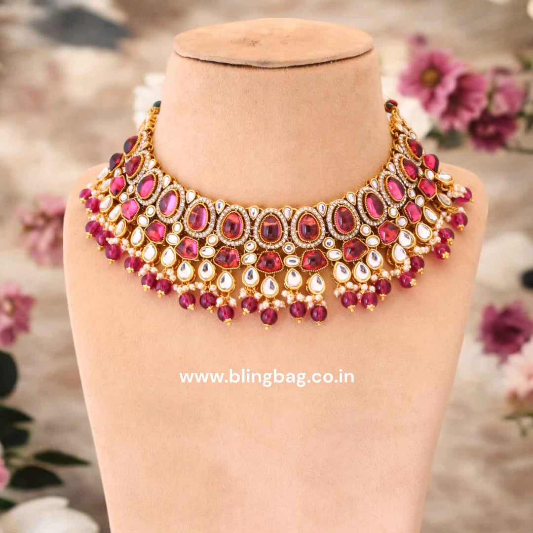 Wine Shushmita Kundan Jewellery Set