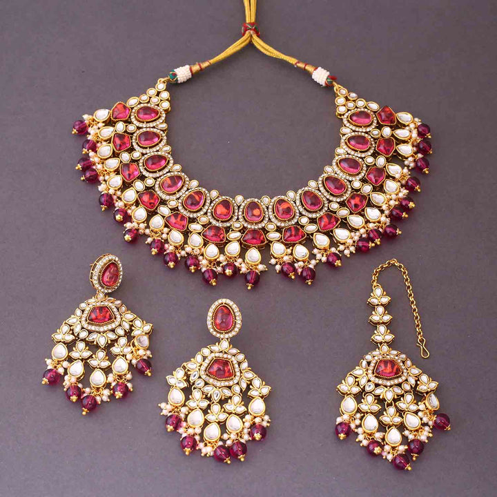 Wine Shushmita Kundan Jewellery Set