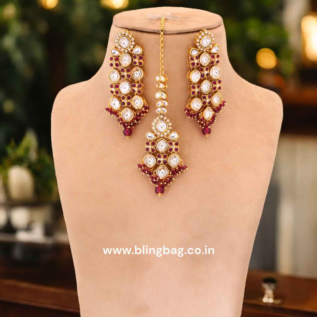 Wine Urmisha Kundan Jewellery Set