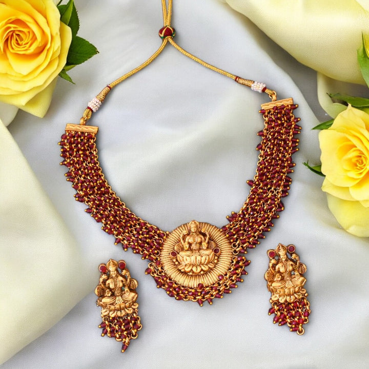 Wine Ushma Temple Jewellery Set- New Arrival