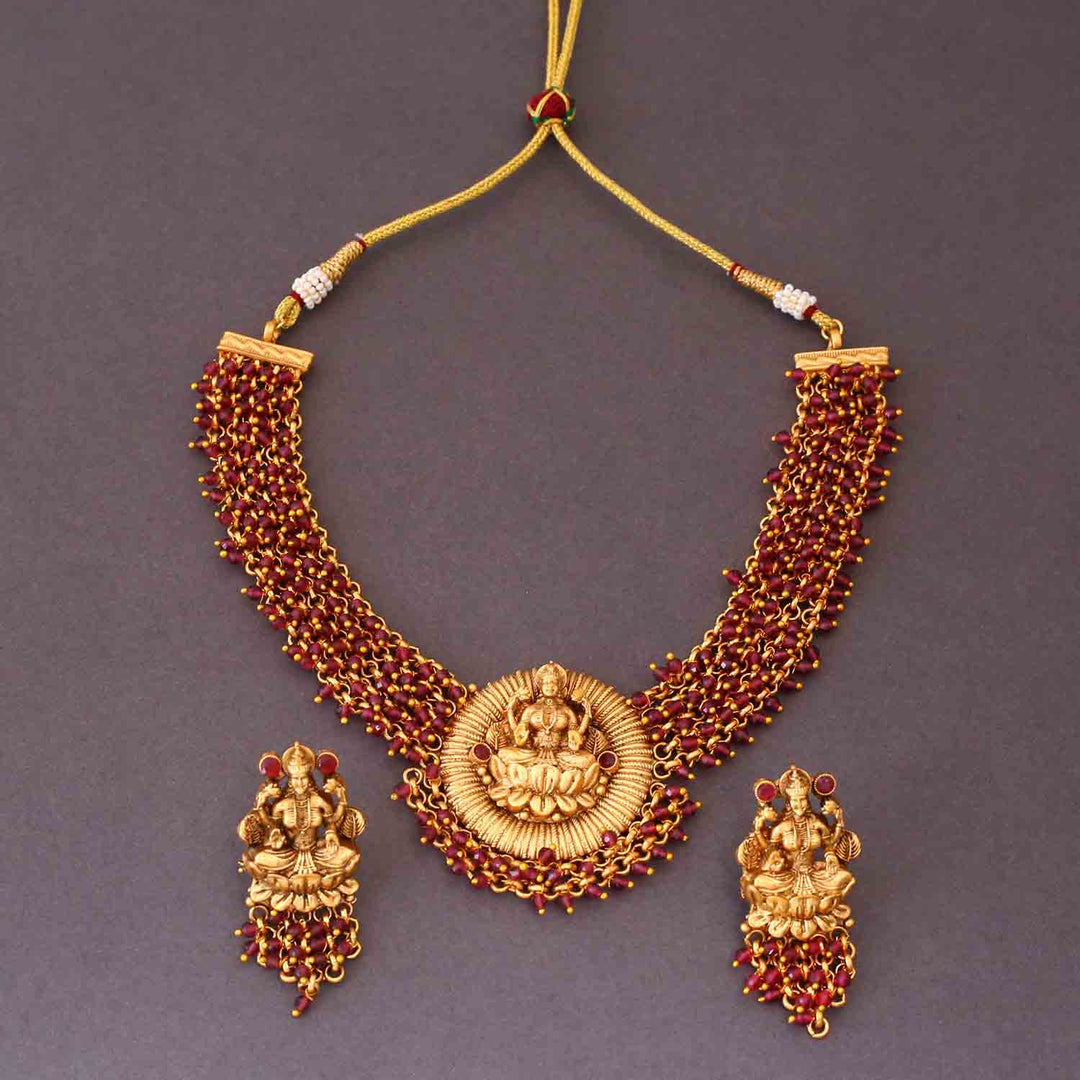 Wine Ushma Temple Jewellery Set- New Arrival