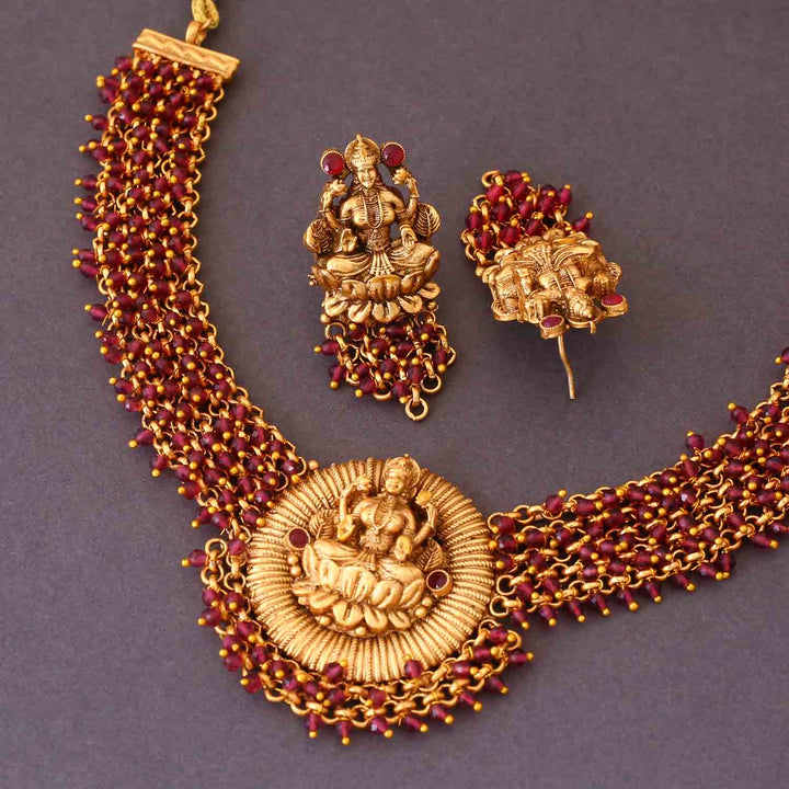 Wine Ushma Temple Jewellery Set- New Arrival