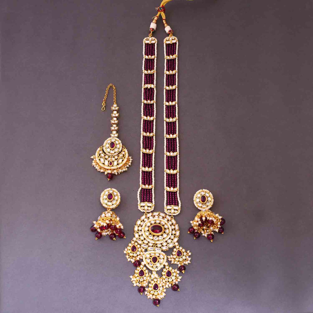 Wine Yashashvi Kundan Jewellery Set