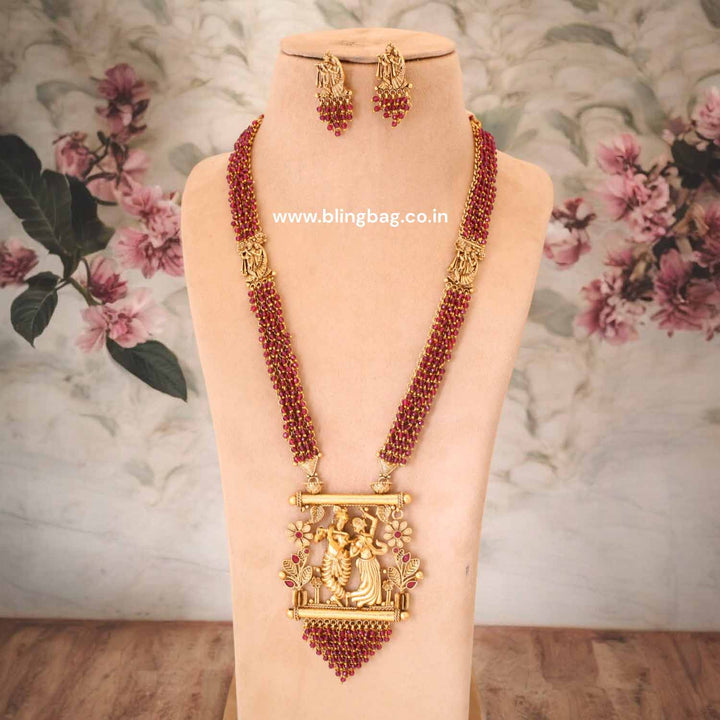Wine Yashoda Temple Jewellery Set- New Arrival