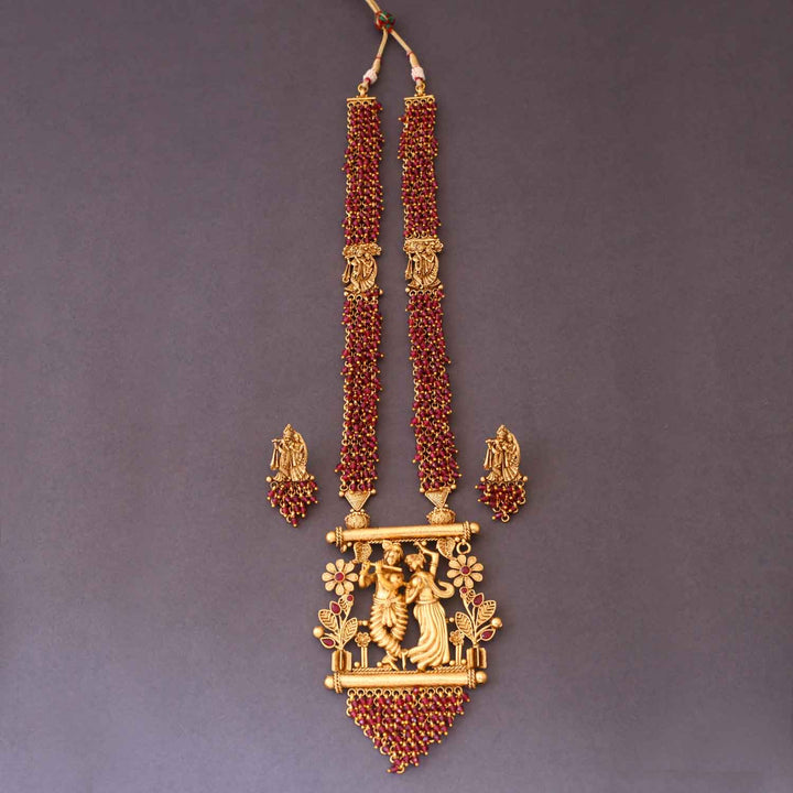 Wine Yashoda Temple Jewellery Set- New Arrival