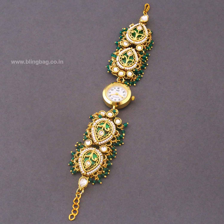BlingBag Emerald Donia Kundan Watch