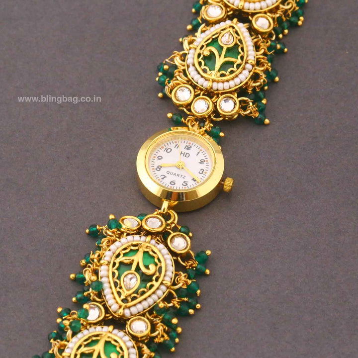 BlingBag Emerald Donia Kundan Watch