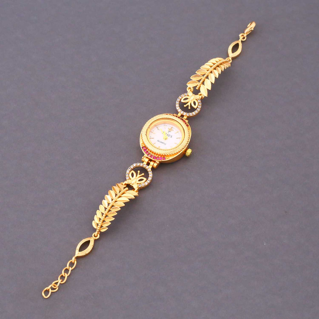 Blingbag Gold- Plated Leaf Design Watch
