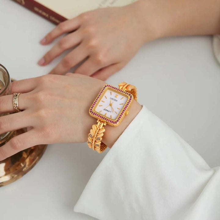 Blingbag Gold- Plated Rajwadi Square Watch